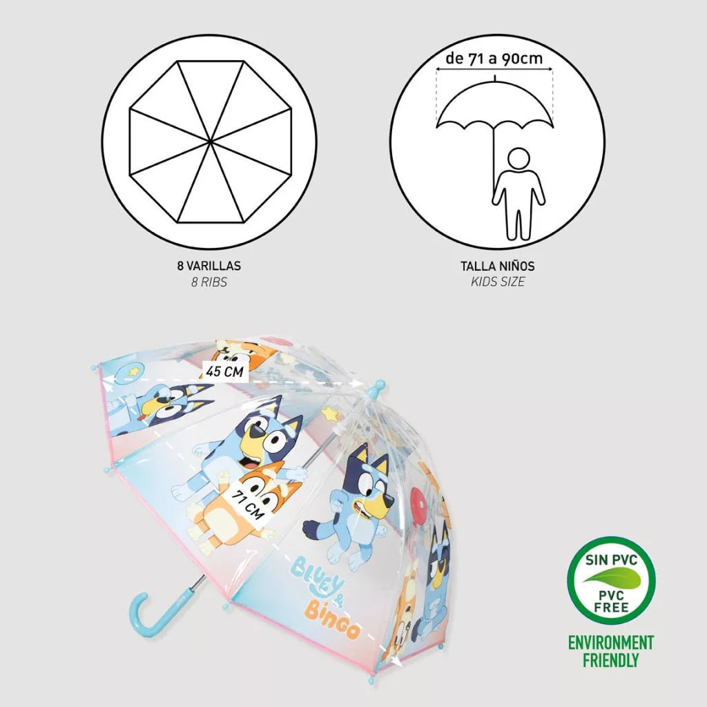 Bluey & Bingo Children's Transparent Umbrella Ø71 cm
